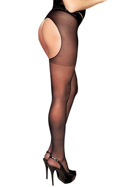 SO1916 Колготки-чулки с поясом Anne De Ales LOLA T4 Black, с доступом и открытой попой