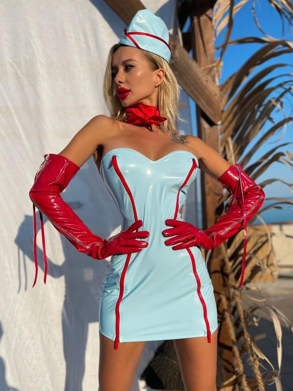 SO5612 Ролевой костюм стюардессы “Сногсшибательная Жанна” XS/S (платье, платок, пилотка)