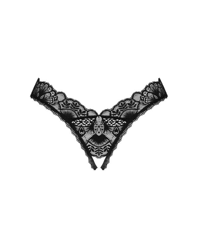SO8642 Мереживні стрінги Obsessive Donna Dream crotchless thong XS/S Black, відкритий доступ