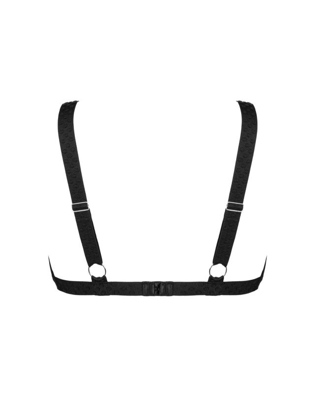 SO7258 Мереживний бюстгальтер із трикутною чашкою Obsessive Estiqua bra XS/S, чорний, широкі лямки