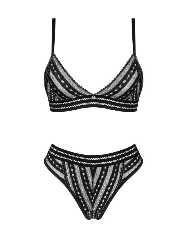 SO7718 Комплект белья Obsessive Natilya 2-pcs set M/L, black, бюстгальтер, трусики