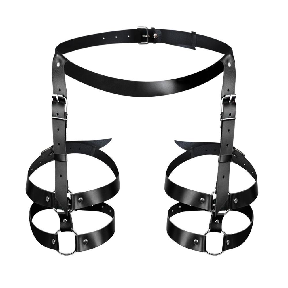 SO8300 Кожаные гартеры Art of Sex - Melani Leather garters, Черные XS-M