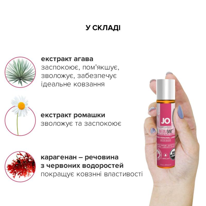 SO1491 Смазка на водной основе System JO NATURALOVE Strawberry (30 мл) с экстрактом ромашки и листьев агавы