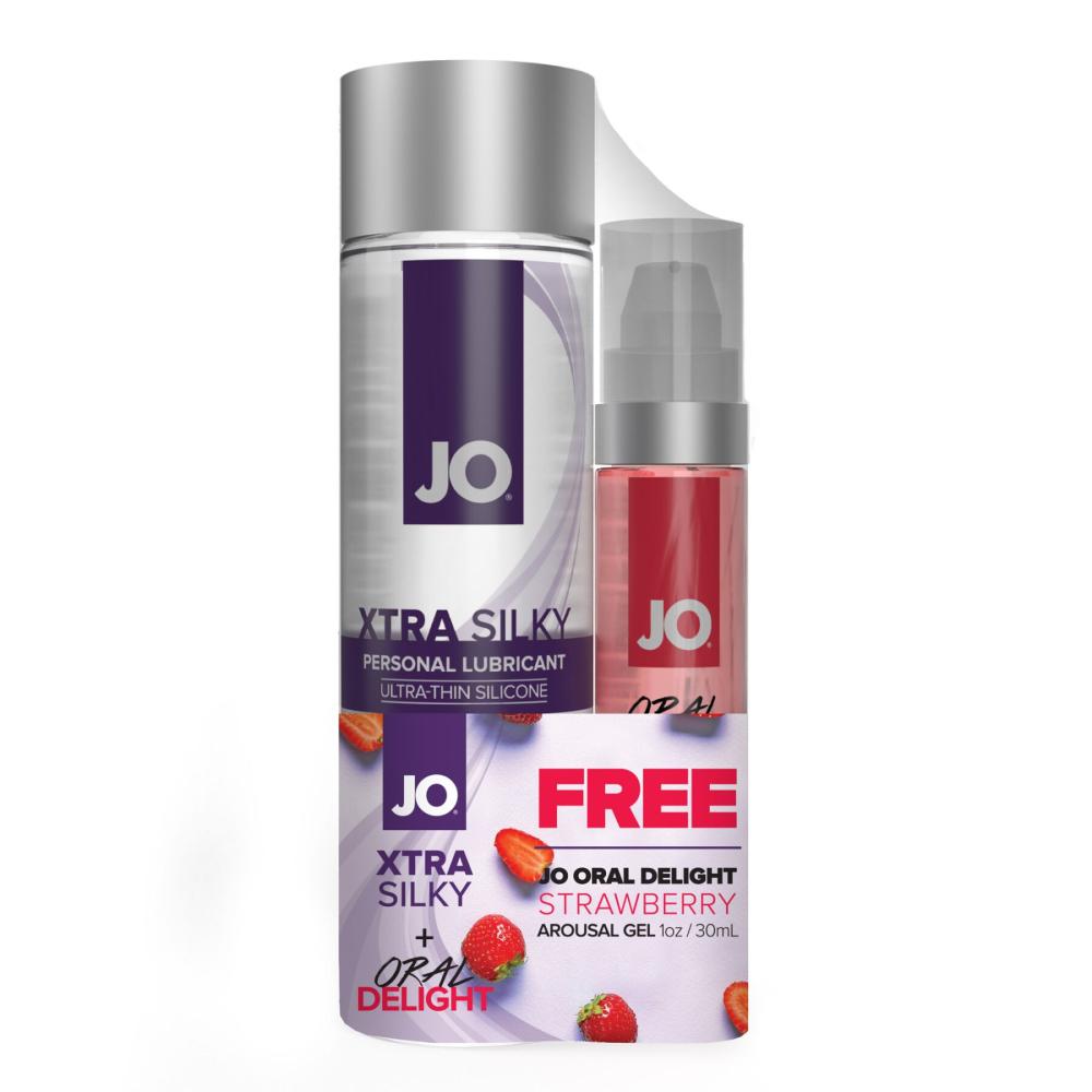 SO8223 Комплект System JO GWP - Xtra Silky Silicone (120 мл) & Oral Delight - Strawberry (30 мл)