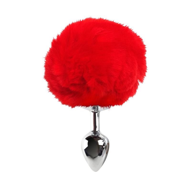 SO6963 Металлическая анальная пробка М Art of Sex - Metal Butt plug Rabbit Tail, Красный