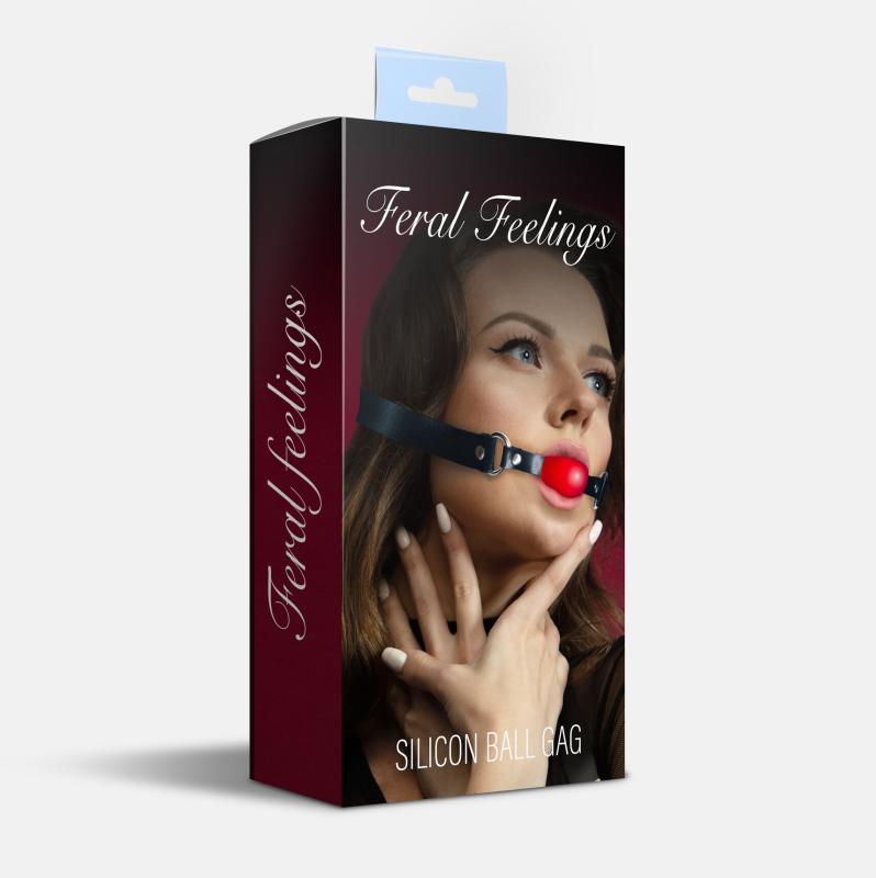 SO8266 Кляп силіконовий Feral Feelings Silicon Ball Gag Black/Red, чорний ремінець, червона кулька
