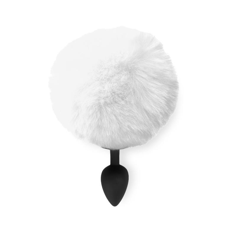 SO6695 Силіконова анальна пробка М Art of Sex - Silicone Bunny Tails Butt plug White, діаметр 3,5 см