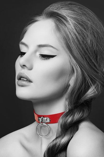 SO1880 Чокер с кольцом для поводка Bijoux Pour Toi - FETISH Red, экокожа