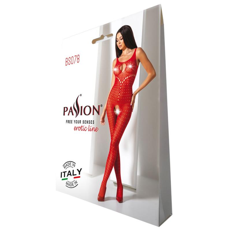 SO4724 Бодістокінг з доступом до інтимних місць Passion BS078 red