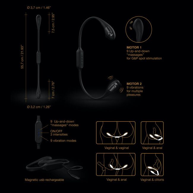 SO5079 Вібратор на гнучкому зчепленні зі стимуляцією пальчиком Dorcel DUAL EXPLORER