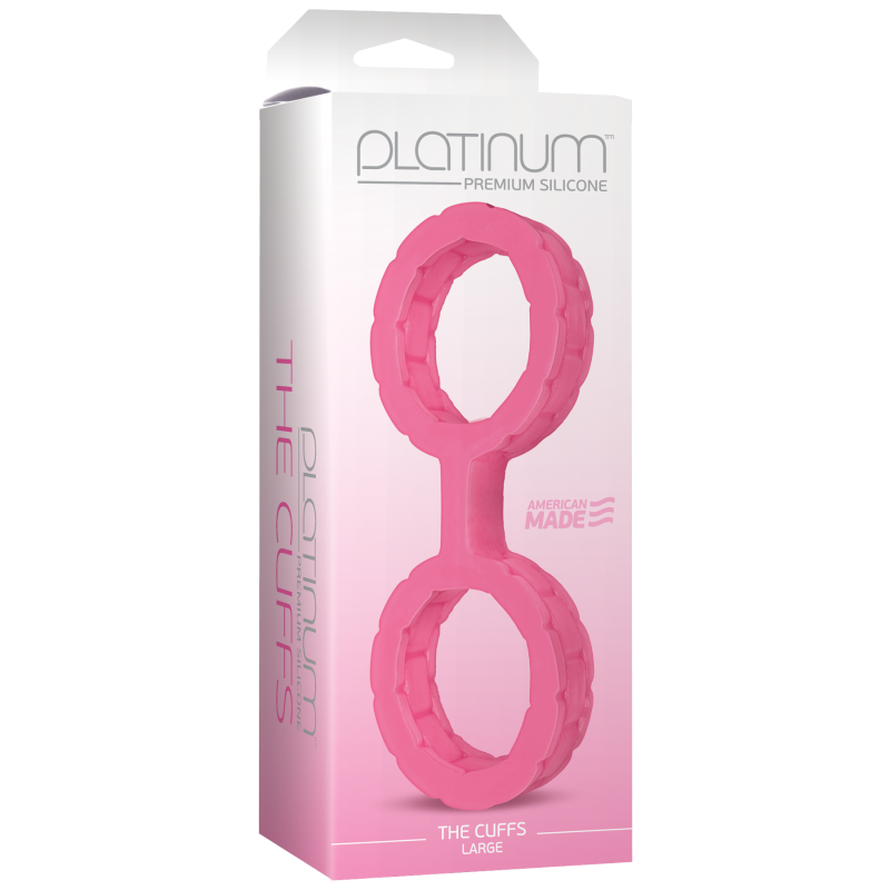SO1968 Наручники з силікону Doc Johnson The Cuffs Large - Pink, добре тягнуться, для рук і для ніг