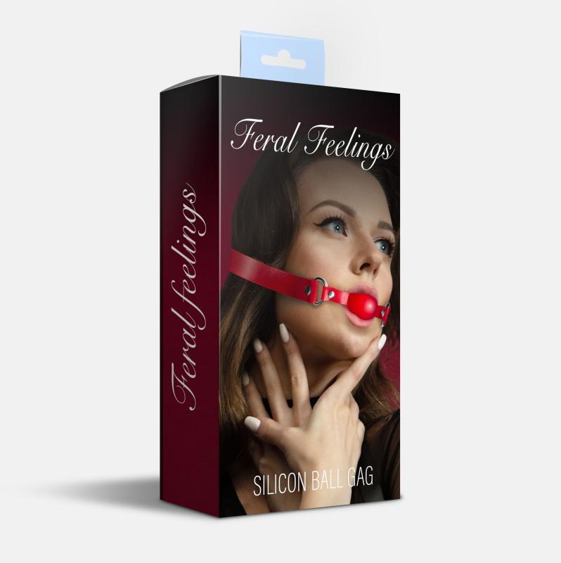 SO8267 Кляп силіконовий Feral Feelings Silicon Ball Gag Red/Red, червоний ремінець, червона кулька