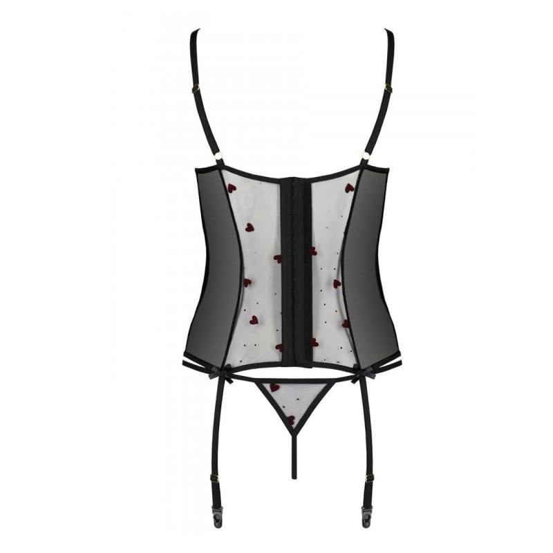 SO4765 Корсет з підв'язками + стрінги LOVELIA CORSET black L/XL - Passion