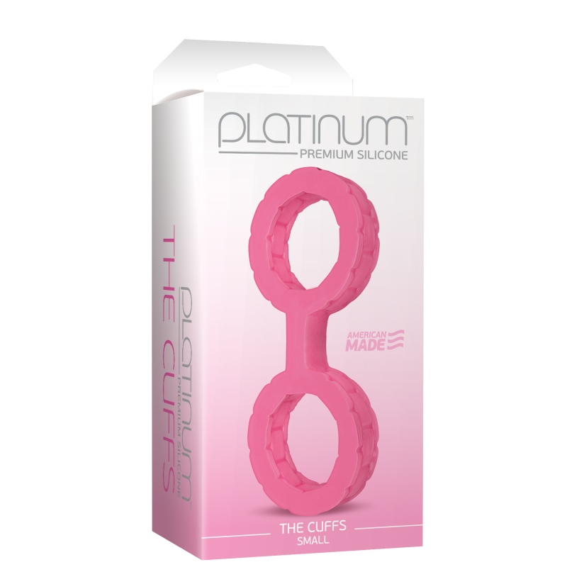 SO1966 Наручники з силікону Doc Johnson The Cuffs Small - Pink, добре тягнуться, для рук і для ніг