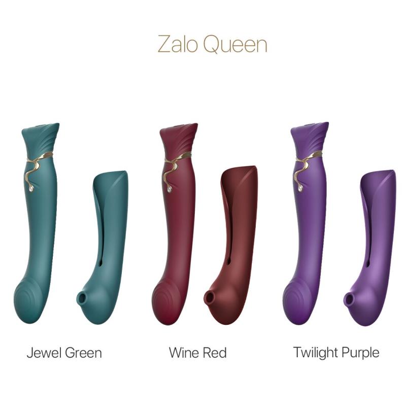 SO6662 Смартвібратор 3в1 Zalo — Queen Wine Red, пульсівна перлина та вакуум, кристал Swarovski