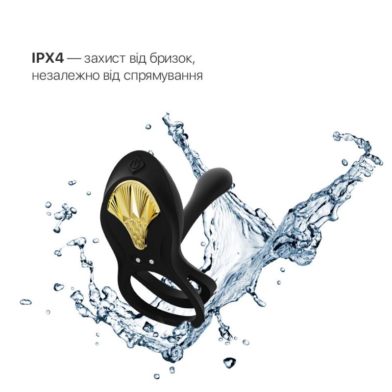 SO6646 Смарт-ерекційне кільце Zalo - BAYEK Obsidian Black, подвійне з ввідною частиною, пульт ДК