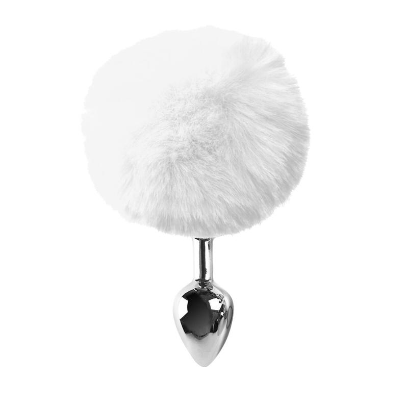 SO6962 Металлическая анальная пробка М Art of Sex — Bunny Tails Butt plug, Белый