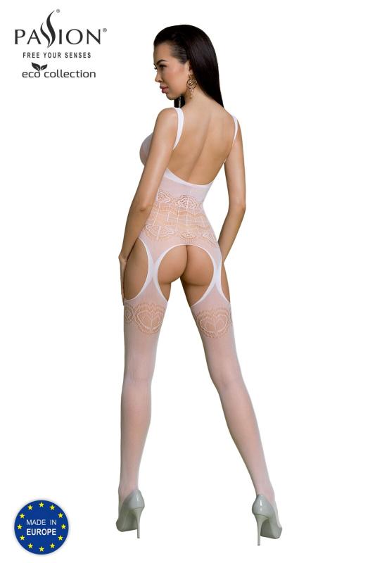 SO7075 Бодістокінг Passion ECO BS005 white, щільний, відкритий доступ, імітація підв’язок