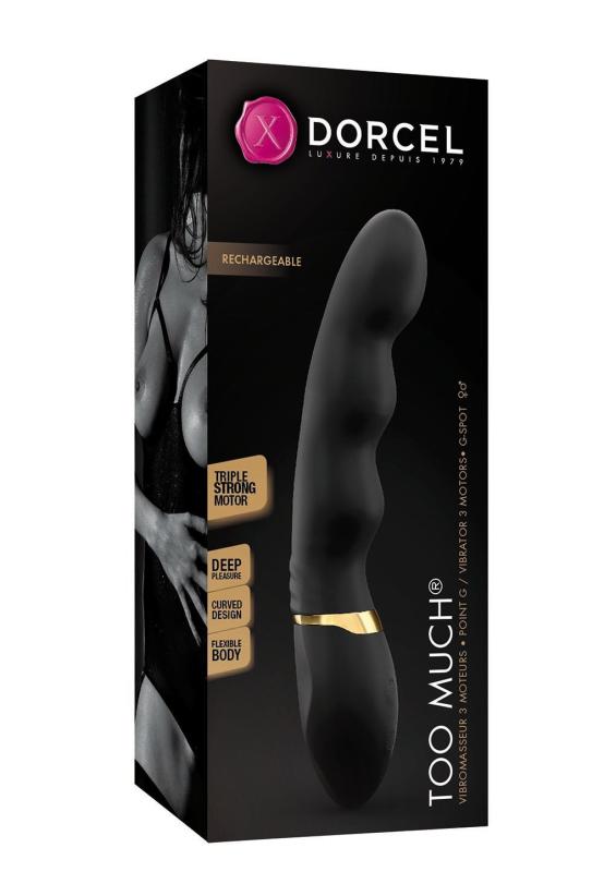 SO3088 Вібратор ультрастимулювальний Dorcel Too Much Rechargeable Black, гнучкий і потужний, 3 вібромотори