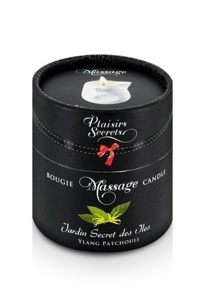 SO1857 Массажная свеча Plaisirs Secrets Ylang Patchoul (80 мл) подарочная упаковка, керамический сосуд
