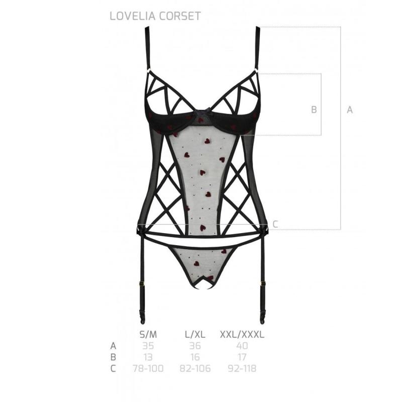 SO4765 Корсет з підв'язками + стрінги LOVELIA CORSET black L/XL - Passion