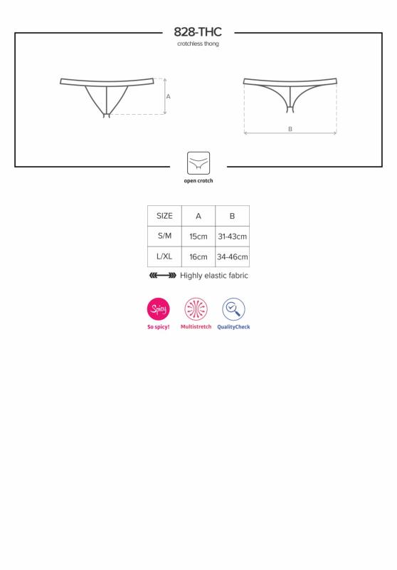 SO7174 Мереживні танги з доступом Obsessive 828-THC-1 crotchless thong L/XL, чорні