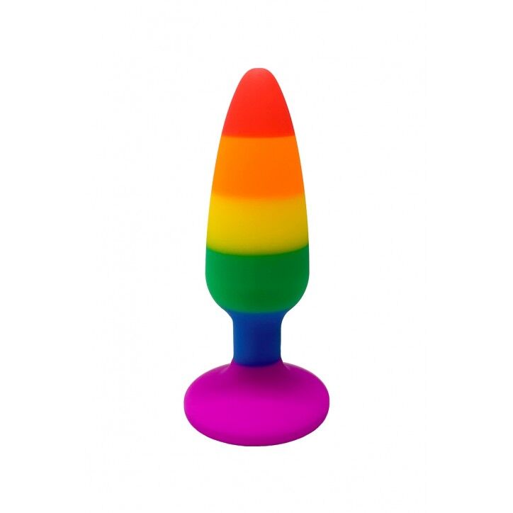 SO7424 Силіконова анальна пробка Wooomy Hiperloo Silicone Rainbow Plug S, діаметр 2,4 см, довжина 9 см