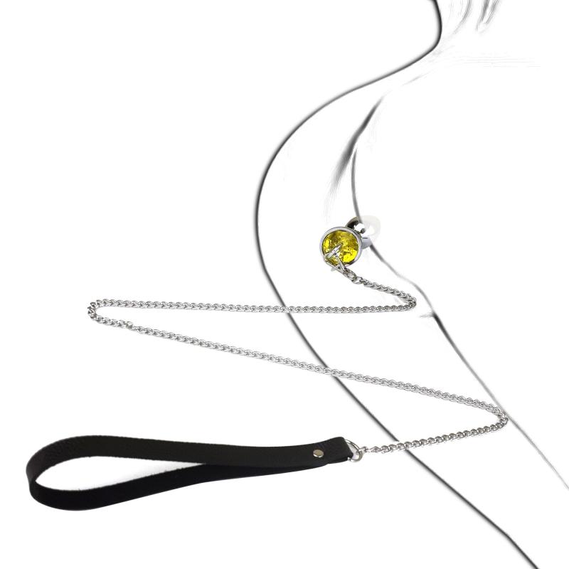 SO6178 Металева анальна пробка Art of Sex Metal Anal Plug with Leash size L з повідцем