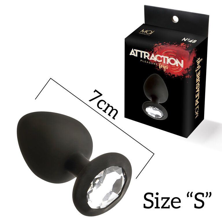 SO4630 Анальна пробка з кристалом MAI Attraction Toys №47 Black, довжина 7см, діаметр 2,8 см