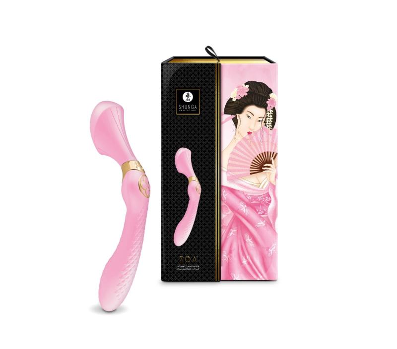 SO6913 Вібромасажер Shunga Zoa Light Pink, двосторонній