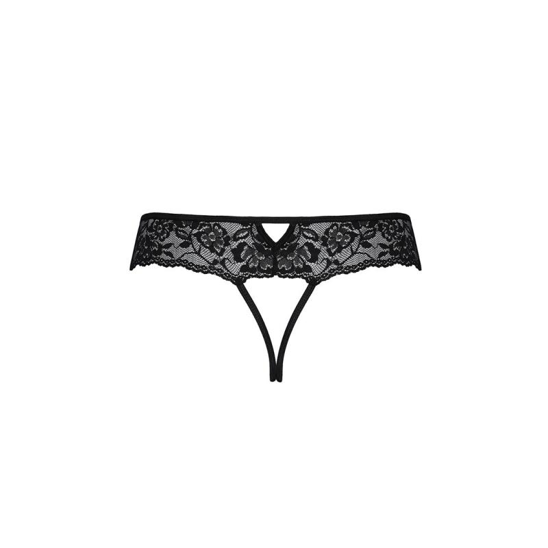 SO5381 Мереживні стрінги з доступом Senia Thong black XXL/XXXL - Passion