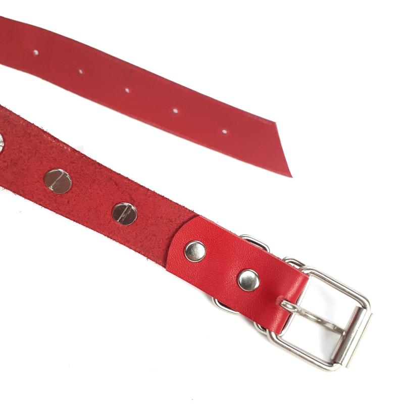 SO7012 Чокер серце з великими шипами, із натуральної шкіри Art of Sex - Crystal, колір Червоний