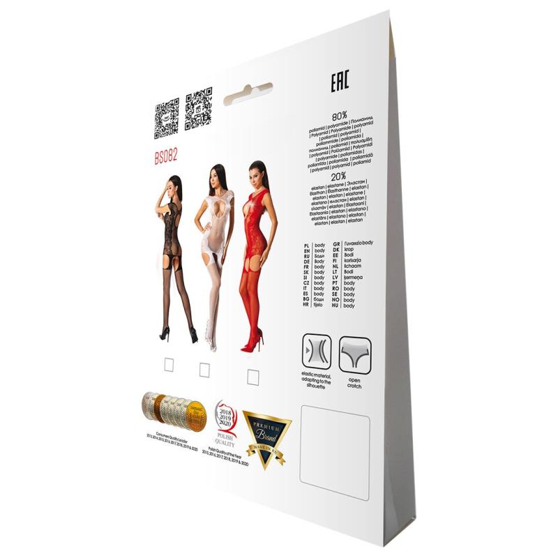 SO4736 Ажурний бодістокінг з панчохами Passion BS082 red