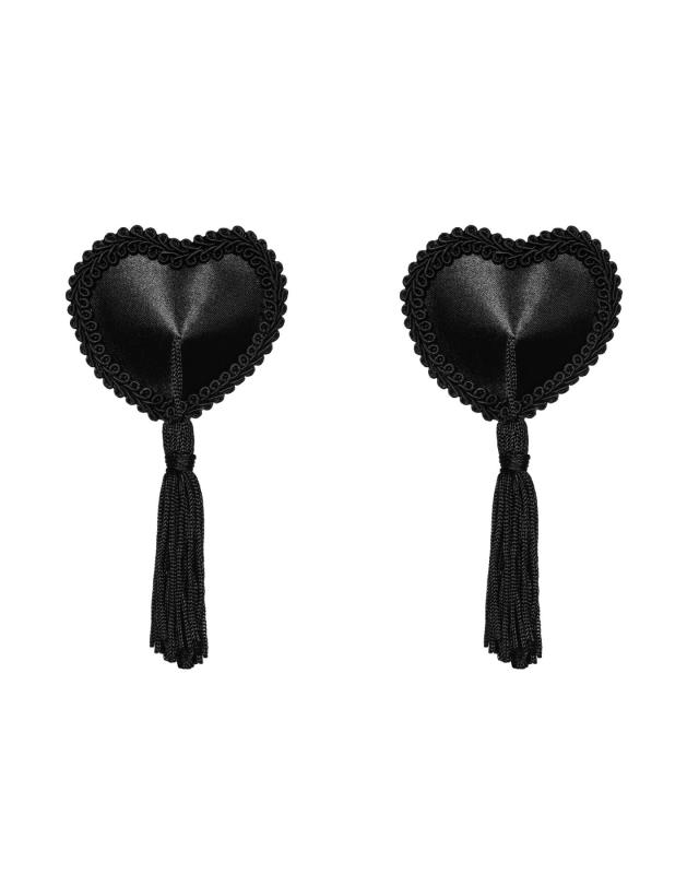 SO7312 Еротичні наклейки на соски з пензликами Obsessive Tassel nipple covers black, чорні
