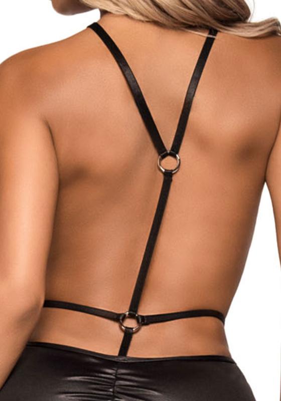 SO8587 Сукня з відкритими грудьми Leg Avenue Wet look open cup mini dress One size Black