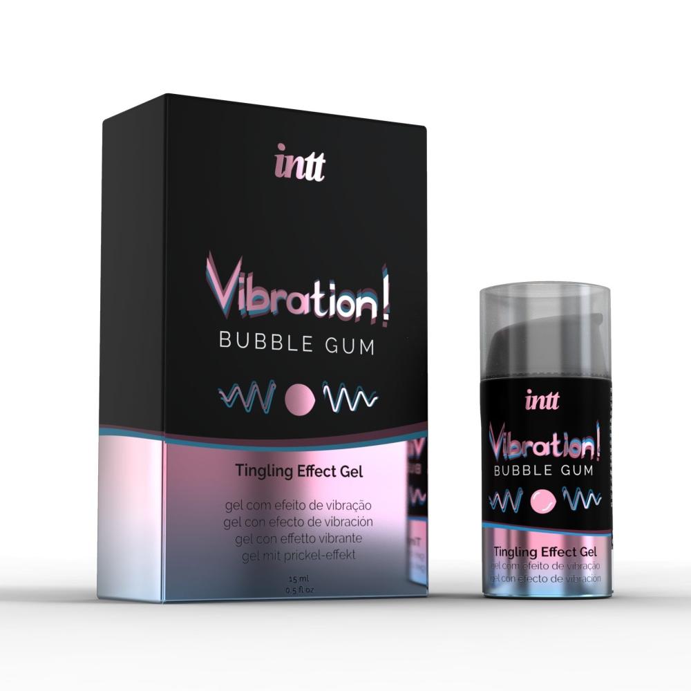 SO3348 Рідкий вібратор Intt Vibration Bubble Gum (15 мл), густий гель, дуже смачний, діє до 30 хвилин