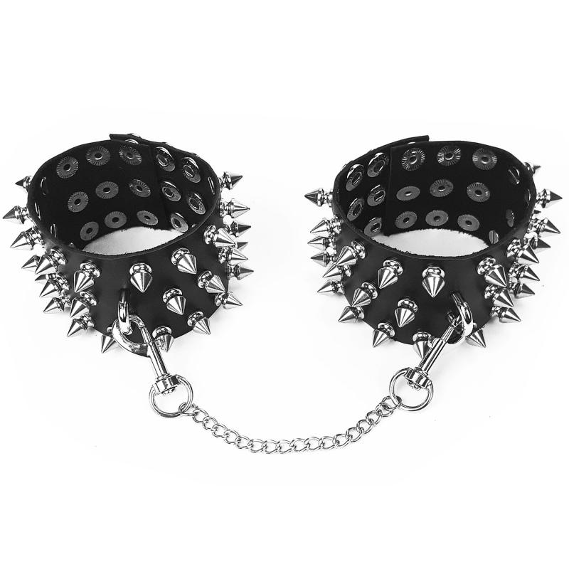 SO7367 Поножі з шипами з натуральної шкіри Art of Sex, колір чорний