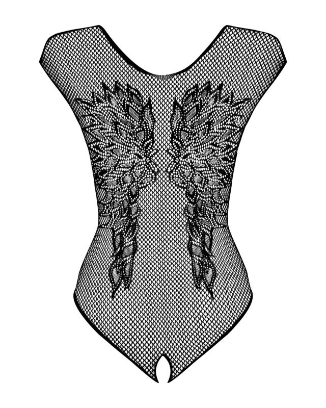 SO7202 Бодістокінг із великої сітки з мереживом Obsessive B112 teddy XL/XXL, чорний, з доступом