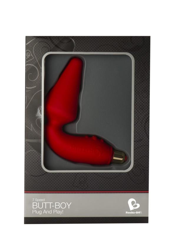 RO1661 Вібропробка Rocks Off Butt-Boy Red зі стимуляцією промежини