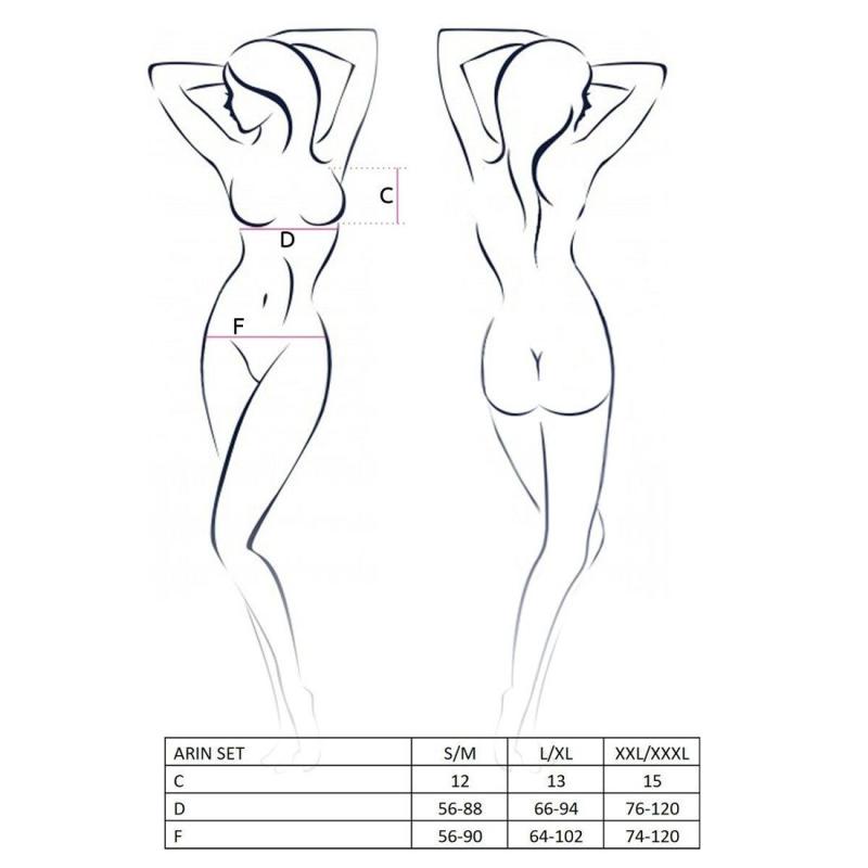 PS25402 Комплект білизни ARIN SET black S/M - Passion Exclusive: сітчастий ліф і стрінги