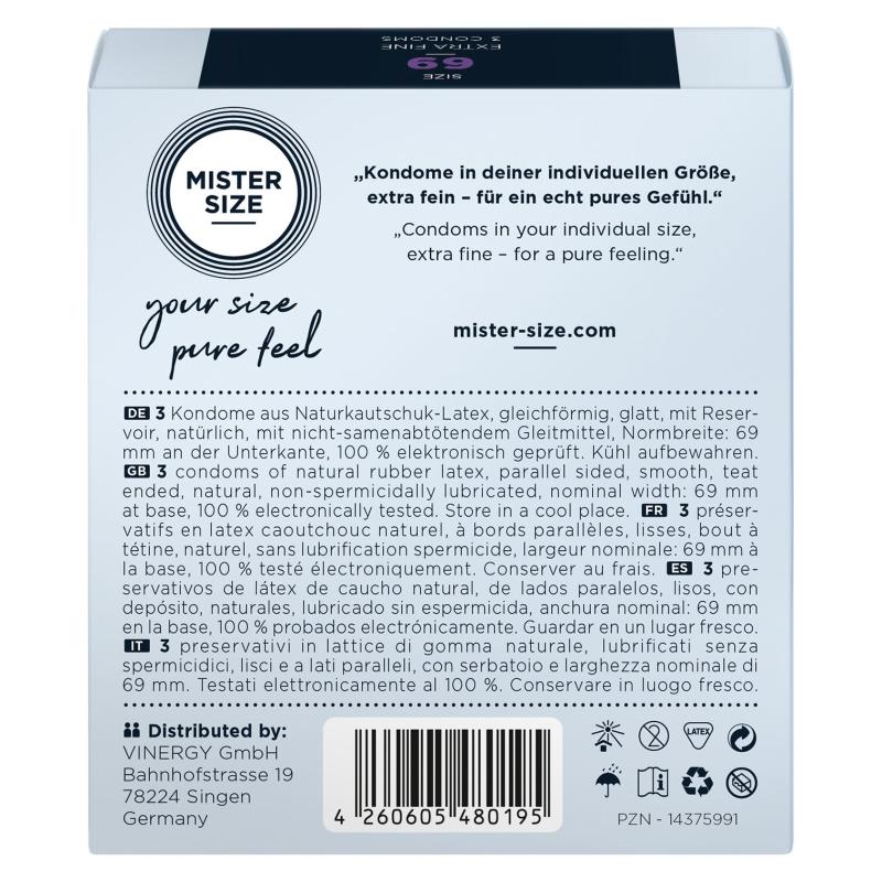 SO8038 Презервативи Mister Size - pure feel - 69 (3 condoms), товщина 0,05 мм