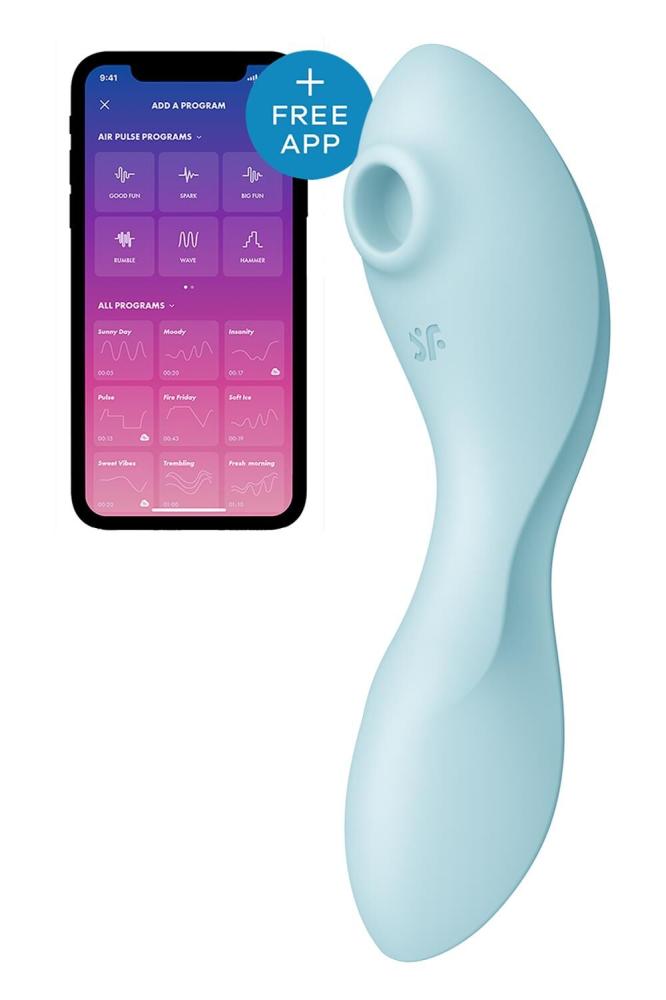 SO6726 Вакуумний смарт-стимулятор із вібрацією Satisfyer Curvy Trinity 5 (Blue), керування зі смартфона