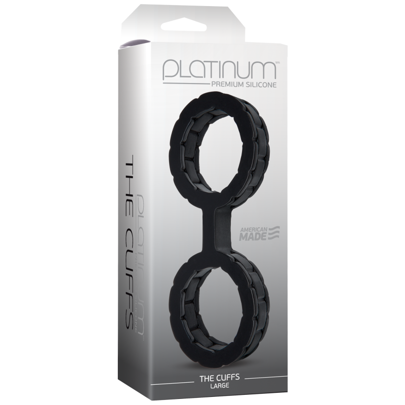 SO1967 Наручники з силікону Doc Johnson The Cuffs Large - Black, добре тягнуться, для рук і для ніг