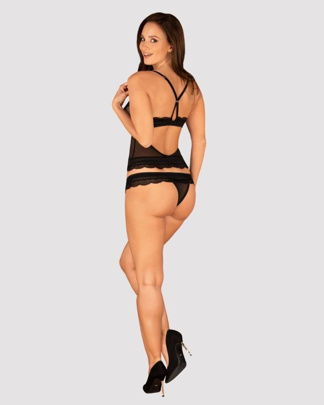 SO7285 Полупрозрачный набор с украшениями Obsessive Ivannes top & thong 2XL/3XL, черный, топ и танга