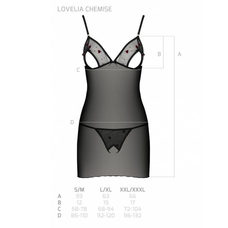 SO4760 Сорочка з вирізами на грудях + стрінги LOVELIA CHEMISE black S/M - Passion