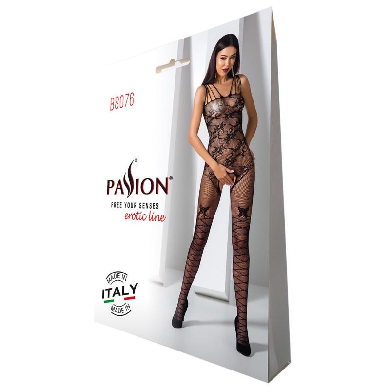 SO4153 Ажурний бодістокінг з інтимними вирізами Passion BS076 black