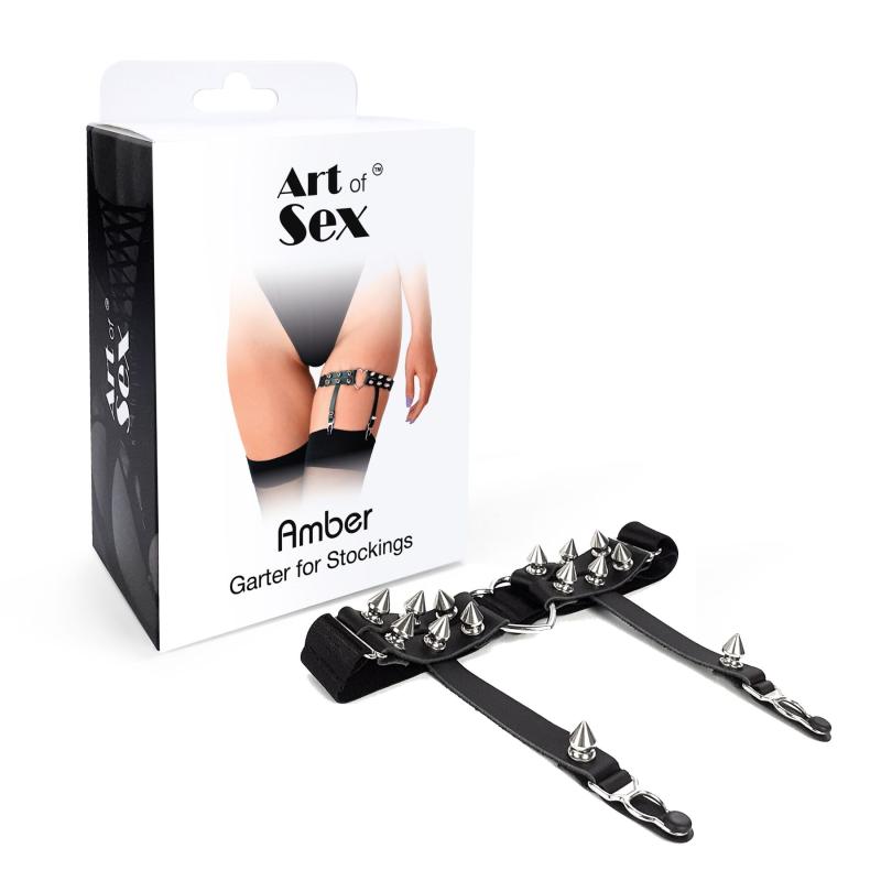 SO6708 Гартер на ногу сердце с шипами из натуральной кожи Art of Sex Amber (1 шт.)
