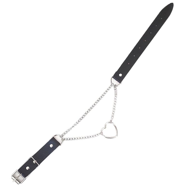 SO6799 Чокер на шею Сердце Art of Sex - Paris, из натуральной кожи, цвет Черный