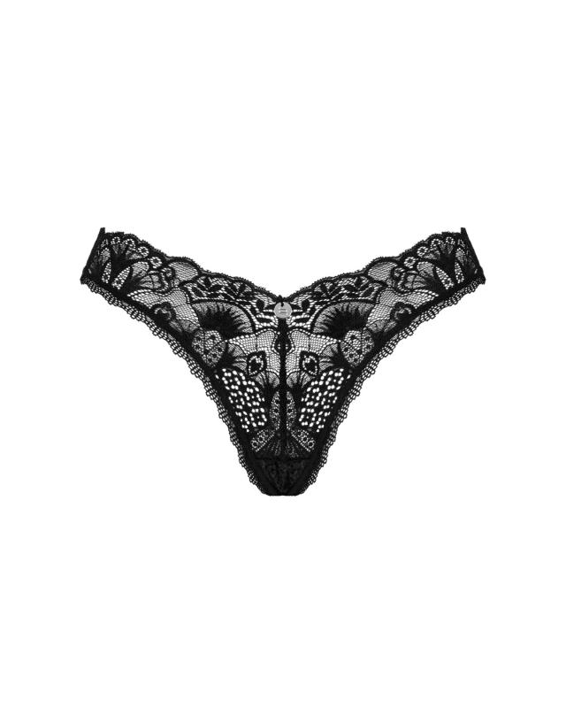 SO8641 Мереживні стрінги Obsessive Donna Dream thong XL/2XL Black, низька посадка
