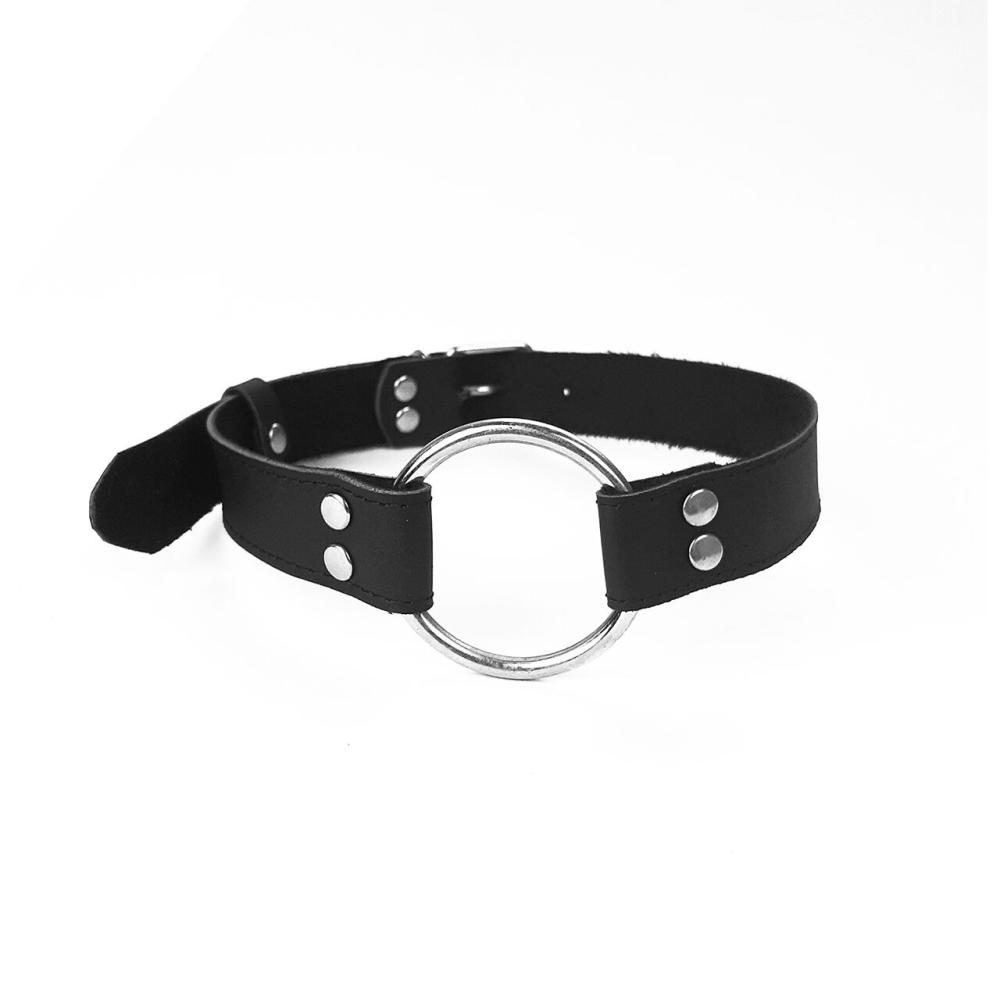 SO6790 Кляп Металлическое кольцо из натуральной кожи Art of Sex - Gag Ring Metal, цвет Черный